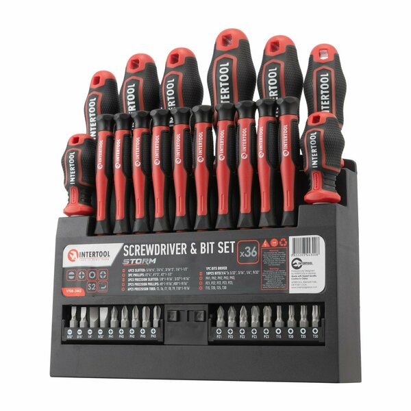 Intertool 36 pcs Screwdriver Set, Precision, Bit Set, Organizer Stand VT08-3443